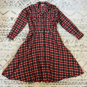 Flannel Button Down Dress, Size L